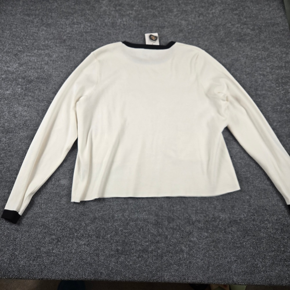 Adrianna Papell Sweater Womens XL Ivory New Long Sleeve Gold Button Pockets nwt - Picture 3 of 8